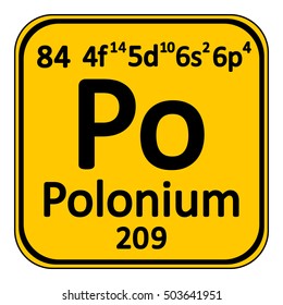 Periodic table element polonium icon on white background. Vector illustration.