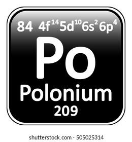 Periodic table element polonium icon on white background. Vector illustration.