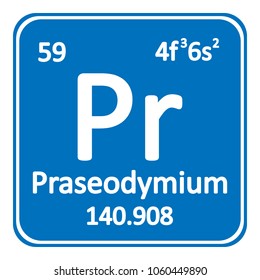 Periodic table element praseodymium icon on white background. Vector illustration.