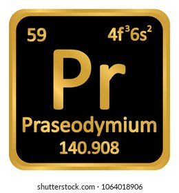 Periodic table element praseodymium icon on white background. Vector illustration.