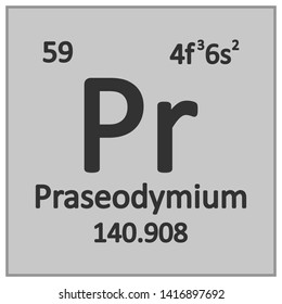 Periodic table element praseodymium icon on white background. Vector illustration.