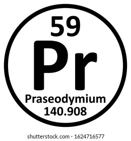 Periodic table element praseodymium icon on white background. Vector illustration.