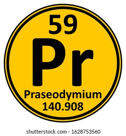 Periodic table element praseodymium icon on white background. Vector illustration.