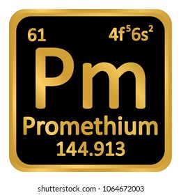 Periodic table element promethium icon on white background. Vector illustration.