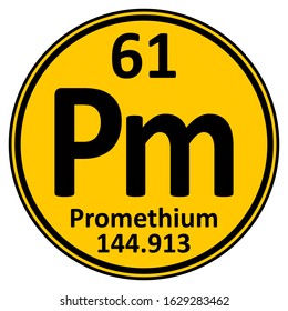 Periodic table element promethium icon on white background. Vector illustration.