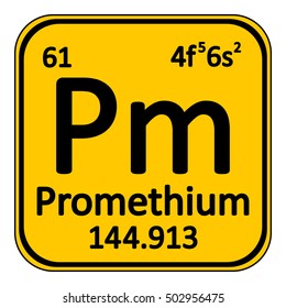 Periodic table element promethium icon on white background. Vector illustration.