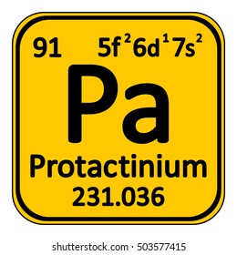 Periodic table element protactinium icon on white background. Vector illustration.