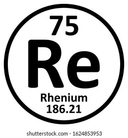 Periodic table element rhenium icon on white background. Vector illustration.