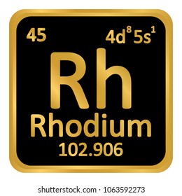 Periodic table element rhodium icon on white background. Vector illustration.