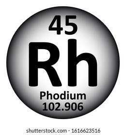 Periodic table element rhodium icon on white background. Vector illustration.