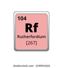 Periodic table element rutherfordium icon on white background, square vector illustration with gradient, vector icon with molar mass and atomic number for lab, science or chemistry class.
