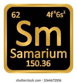 Periodic table element samarium icon on white background. Vector illustration.