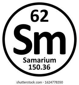Periodic table element samarium icon on white background. Vector illustration.