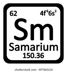 Periodic table element samarium icon on white background. Vector illustration.