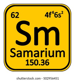 Periodic table element samarium icon on white background. Vector illustration.