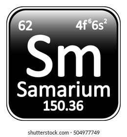 Periodic table element samarium icon on white background. Vector illustration.