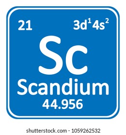 Periodic table element scandium icon on white background. Vector illustration.
