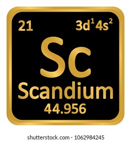 Periodic table element scandium icon on white background. Vector illustration.