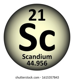 Periodic table element scandium icon on white background. Vector illustration.