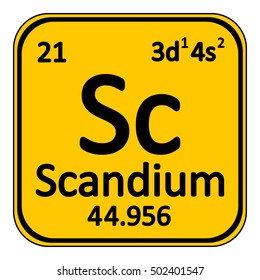 Periodic table element scandium icon on white background. Vector illustration.