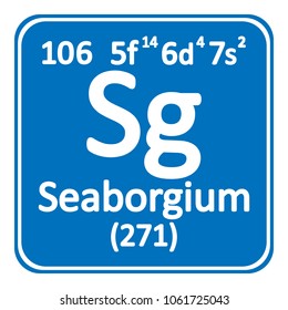 Periodic table element seaborgium icon on white background. Vector illustration.