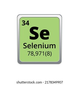 Periodic table element selenium icon on white background, square vector illustration with gradient, vector icon with molar mass and atomic number for lab, science or chemistry class.