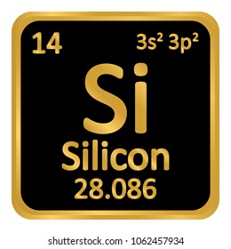 Periodic table element silicon icon on white background. Vector illustration.