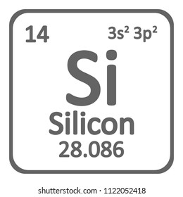 Periodic table element silicon icon on white background. Vector illustration.