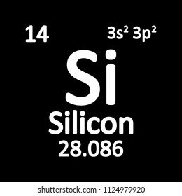 Periodic table element silicon icon on white background. Vector illustration.