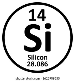 Periodic table element silicon icon on white background. Vector illustration.