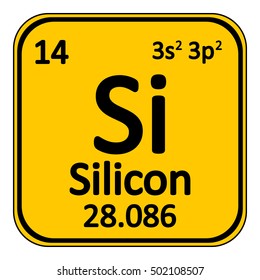 Periodic table element silicon icon on white background. Vector illustration.