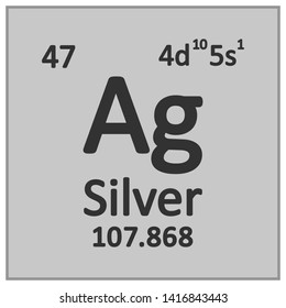 Periodic table element silver icon on white background. Vector illustration.