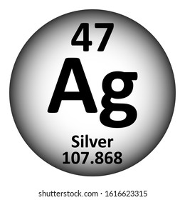 Periodic Table Element Silver Icon On White Background. Vector Illustration.