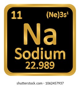 Periodic table element sodium icon on white background. Vector illustration.
