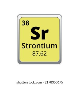 Periodic table element strontium icon on white background, square vector illustration with gradient, vector icon with molar mass and atomic number for lab, science or chemistry class.