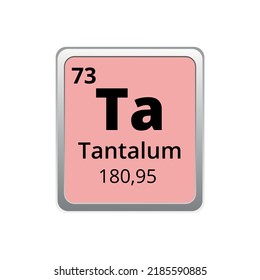 Periodic table element tantalum icon on white background, square vector illustration with gradient, vector icon with molar mass and atomic number for lab, science or chemistry class.