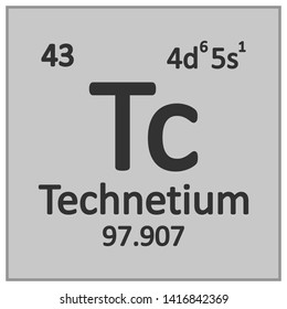 Periodic table element technetium icon on white background. Vector illustration.