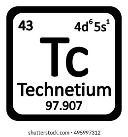 Periodic table element technetium icon on white background. Vector illustration.