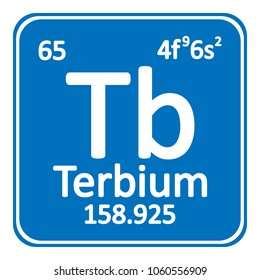 Periodic table element terbium icon on white background. Vector illustration.