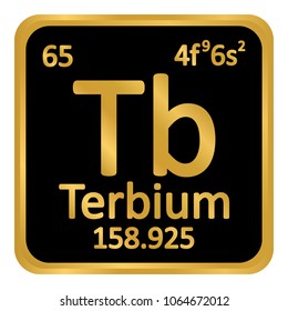 Periodic table element terbium icon on white background. Vector illustration.