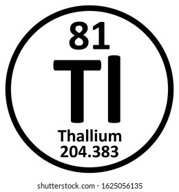 Periodic table element thallium icon on white background. Vector illustration.