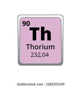 Periodic table element thorium icon on white background, square vector illustration with gradient, vector icon with molar mass and atomic number for lab, science or chemistry class.