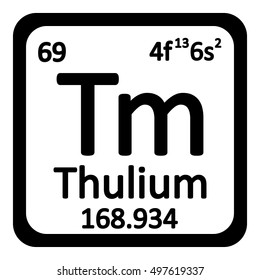 Periodic table element thulium icon on white background. Vector illustration.