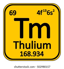 Periodic table element thulium icon on white background. Vector illustration.