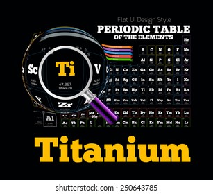 Periodic Table of the element. Titanium, Ti. Vector illustration on black