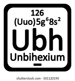 Periodic table element unbihexium icon on white background. Vector illustration.