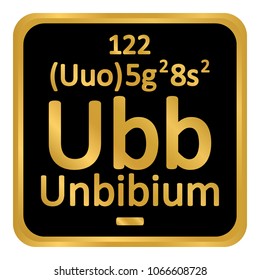 Periodic table element unbinilium icon on white background. Vector illustration.