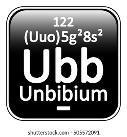 Periodic table element unbinilium icon on white background. Vector illustration.