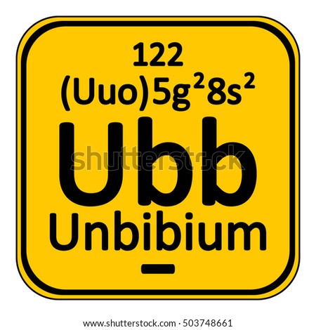 Periodic table element unbinilium icon on white background. Vector illustration.
