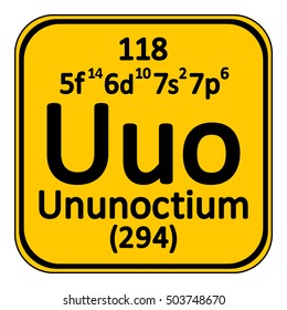 Periodic table element ununoctium icon on white background. Vector illustration.